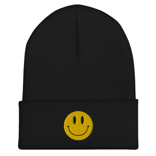 The OG Snap Happy Face Beanie - Yellow Embroidered