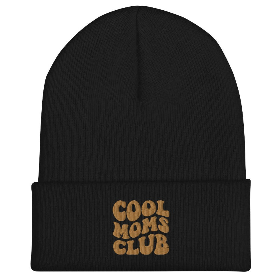 Cool Moms Club Cuffed Beanie - Embroidered gold