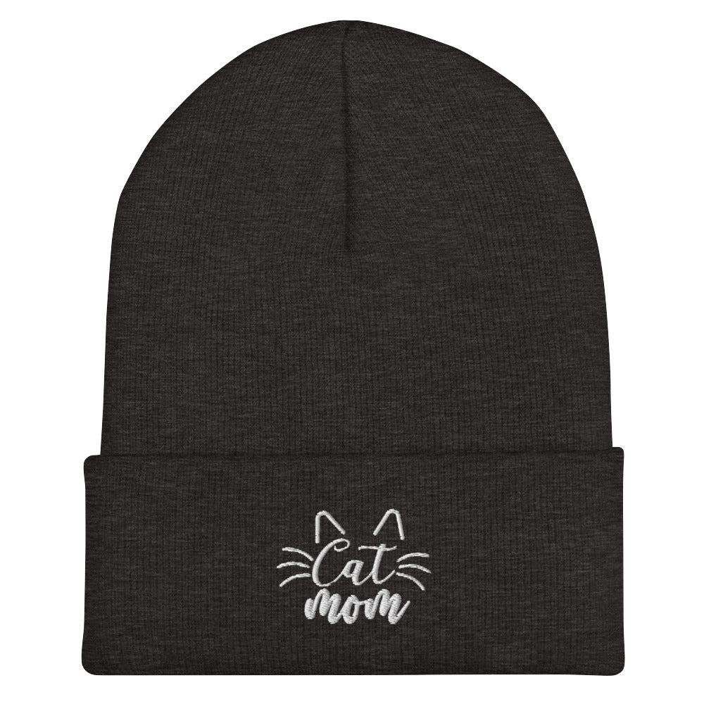 Cat Mom Cuffed Beanie - Embroidered