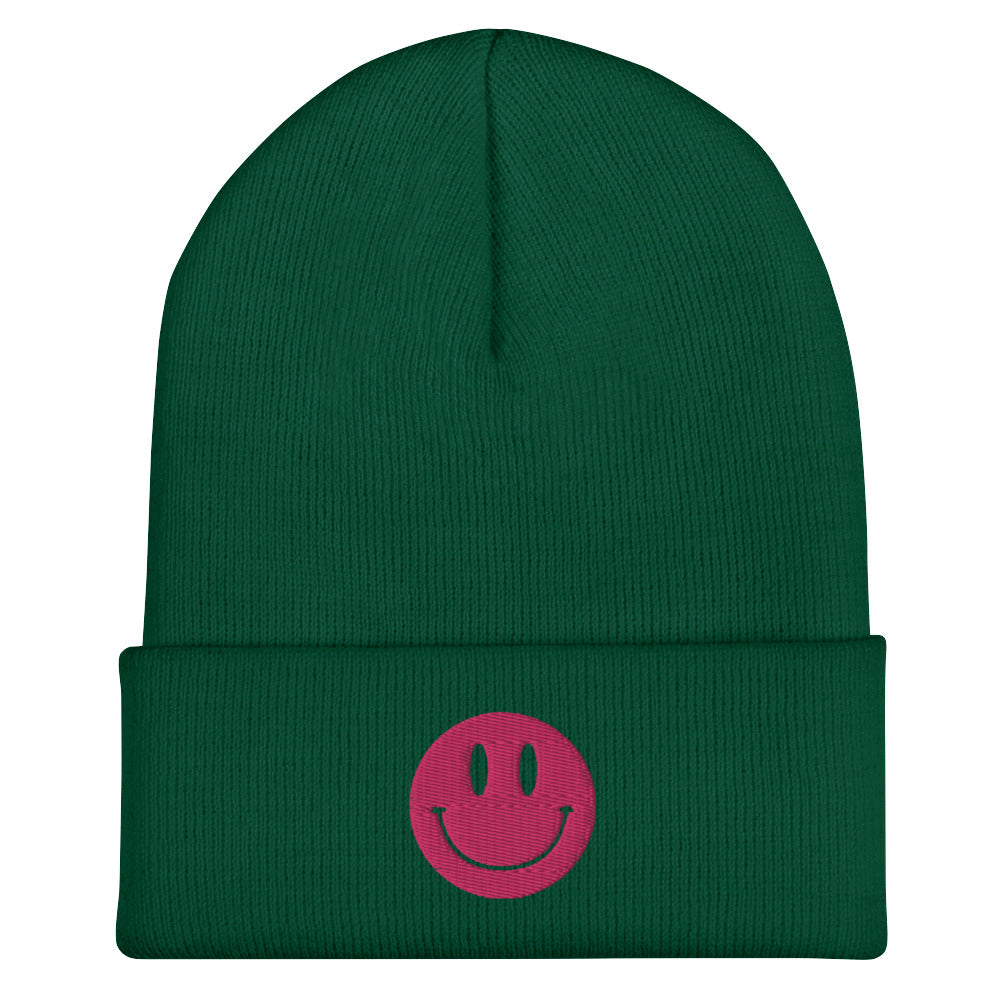 The OG Snap Happy Face Beanie - Pink Embroidered
